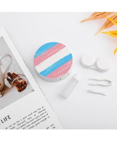 Transgender Flag Contact Lens Case - Portable Round Travel Kit with Mirror for Daily Use - Buy Online on GoSupps.com