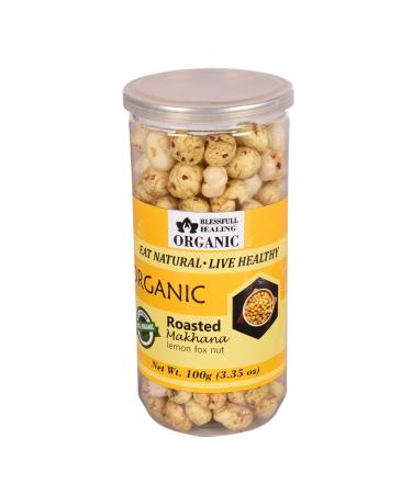 Buy Blessfull Healing Organic Makhana with Roasted Lemon Flavor - 100g | Premium Superfood Snacks for Health & Wellness - Buy Online on GoSupps.com