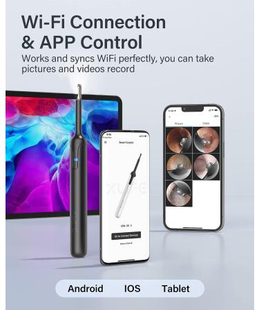 Ear Wax Removal Kit with 1080P Camera | 6 Ear Picks | Otoscope for iPhone, iPad & Android | Ear Cleaner with Light | Ear Wax Removal Tool - Buy Online on GoSupps.com