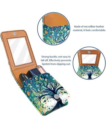 Travel Lipstick Organizer Case | Portable Makeup Bag with Mirror | Fantasy Colored Tree Leaves Design - Buy Online on GoSupps.com