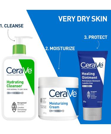 CeraVe Healing Ointment Moisturizing Petrolatum Skin Protectant for Dry Skin with Hyaluronic Acid and Ceramides Multi-Purpose Face Body & Lip Balm Lanolin-Free & Fragrance-Free 85 g 85 g (Pack of 1) - Buy Online on GoSupps.com