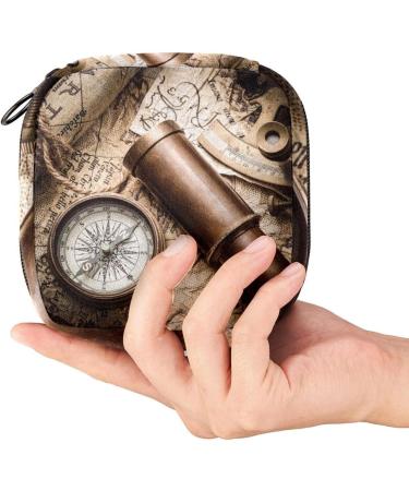 Vintage Quiet Life Compass & Sextant - Stylish Storage Bags for Sanitary Napkins Menstrual Cups & Women's Essentials - Buy Online on GoSupps.com