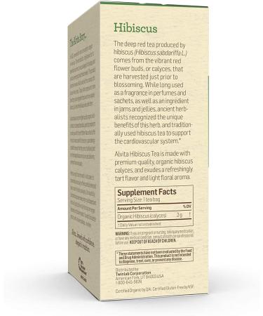 Alvita Organic Hibiscus Tea - 24 Premium Herbal Tea Bags | Tart Flavor & Floral Aroma - Buy Online on GoSupps.com