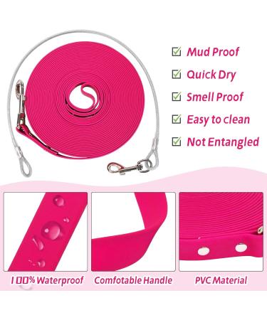 Waterproof Dog Drag Line - 15m Chew Proof Tie-Out Leash for All Dog Sizes | Durable Waterproof Training Line in Rose - Buy Online on GoSupps.com