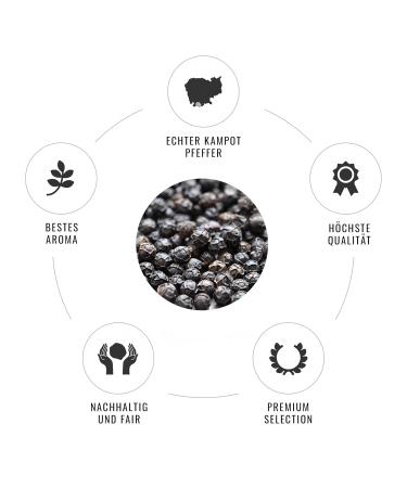 Hennes Finest Kampot Black Pepper - 250g Coarse Whole Peppercorns for Mills | Premium Quality Black Pepper - Buy Online on GoSupps.com