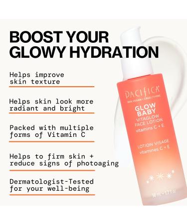 Pacifica Glow Baby Super Lit Booster Serum & VitaGlow Vitamin C Face Cream Brighten & Hydrate Skincare Bundle Daily Antioxidant Moisturizer Set for Radiant Even-Toned Skin - Buy Online on GoSupps.com