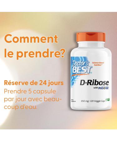 Doctor's Best D-Ribose 850mg High Dosed 120 Vegan Capsules Gluten Free Soy Free Vegetarian Non-GMO - Buy Online on GoSupps.com
