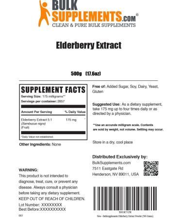 Elderberry Extract Powder - Immune Support - 500g - BULKSUPPLEMENTS.COM - Buy Online on GoSupps.com