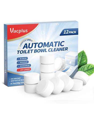 Vacplus Toilet Bowl Cleaner Tablets - 12 Pack - Lighter Smell, Automatic Bowl Cleaners with Bleach, Upgraded Toilet Tank Cleaners with a Longer Duration, Economical Household Toilet Cleaners 0.7oz