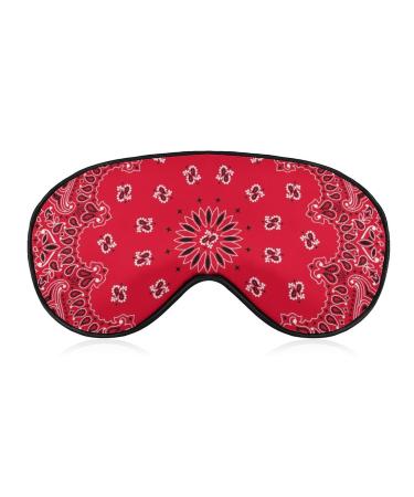 Red Paisley Sleep Mask for Women Adjustable Sleeping Eye Shades Cover with Elastic Strap