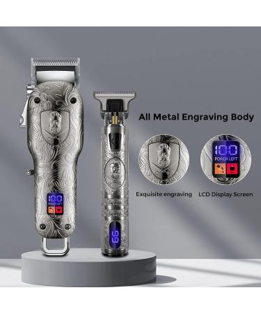 Hair Clippers 2 Set Cosicosy Electric Hair Trimmer Grooming Kit for Men Professional Cordless Hair Cutting Beard Trimmer Rechargeable with LCD Display Hair Shaver for Men Kids Barbers Silver - Buy Online on GoSupps.com