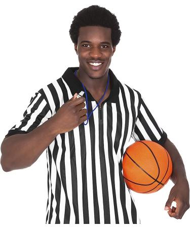 Men's Referee Necessities Bundle: Striped Jersey, Umpire Hat, Stainless Steel Whistle - Pro/Amateur Team Sports Apparel Kit - Buy Online on GoSupps.com