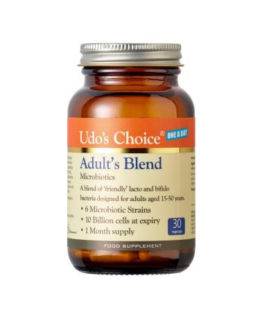 Udo's Choice Adults Blend Age Specific Probiotics - Lacto & Bifido Bacteria - 17 Billion Cell Count - 6 Microbiotics Strains - 30 Vegecaps - One a Day 30 Count (Pack of 1)