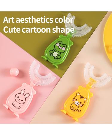 JENPECH Cartoon Kids U-Shaped Toothbrush - Food Grade Soft Silicone Brush Head 360 Oral Teeth Cleaning Design for Toddlers and Children 2-7Years/8-12Years Yellow 2-7Years - Buy Online on GoSupps.com