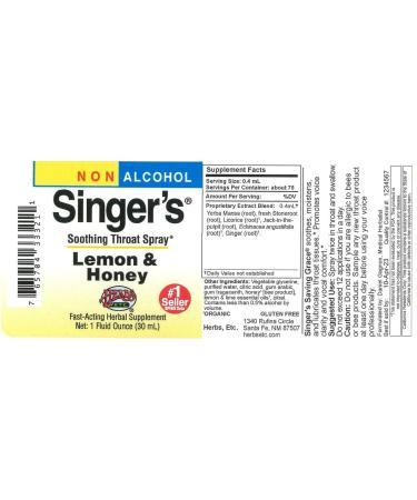 Singer's Saving Grace Lemon & Honey 1oz Non-Alcohol Throat Spray - Buy Online on GoSupps.com