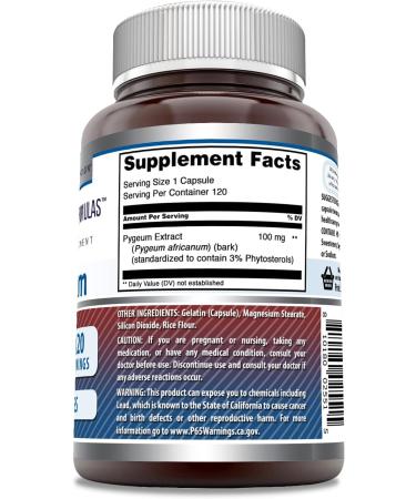 Amazing Formulas Pygeum 100mg 120 Capsules Supplement | Non-GMO, Gluten Free, Made in USA - Buy Online on GoSupps.com