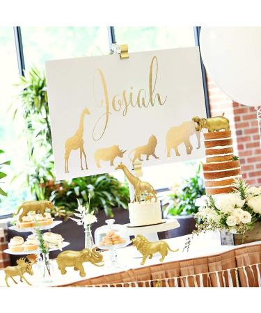 12PCS Metallic Gold Plastic Animal Figurines - Jumbo Safari Zoo Figures for Baby Shower Decor & Party - Elephant, Lion, Giraffe and More - Buy Online on GoSupps.com