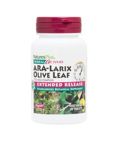 NaturesPlus Herbal Actives ARA Larix Olive Leaf - 750 mg 30 Vegan Tablets - Immune Support Supplement Extended Release - Hypoallergenic Vegetarian Gluten-Free - 30 Servings