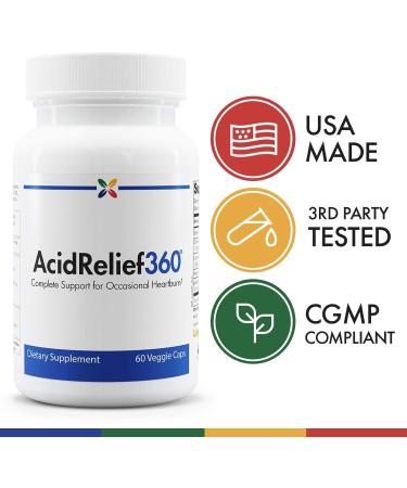 Stop Aging Now AcidRelief360 Formula with GutGard - 60 Veggie Caps - Occasional Heartburn Support - Buy Online on GoSupps.com