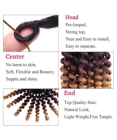 Leeven 8 Inch Ombre Brown Jumpy Wand Curl Crochet Hair 3 Packs - Short Jamaican Bounce Wand Curls Extensions - T30# 8 Inch (3 Count) - Buy Online on GoSupps.com