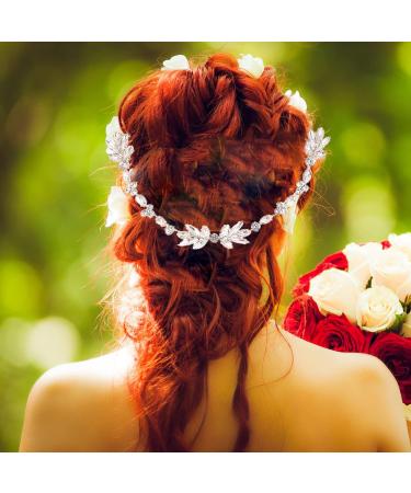 Handmade Bridal Hair Jewelry | Crystal Leaves Hair Band for Weddings Anniversaries & Valentine's Day - Rose Gold - Buy Online on GoSupps.com