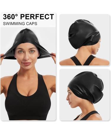 Vorshape Extra Large Swim Cap for Braids and Dreadlocks - Long Hair Adult Swim Cap for Women - Keep Hair Dry - Black - Buy Online on GoSupps.com