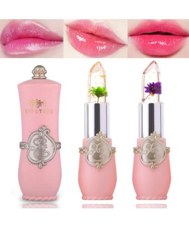 2 Pack Crystal Flower Jelly Lipstick Magic Color Changing Lipstick PH Clear Temperature Color Changing Lip Gloss Lip Balm Long Lasting Nourishing Moisturizing Lip Stick Set(Set C) - Buy Online on GoSupps.com