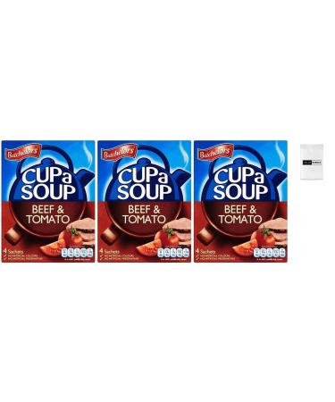 Value Bundle: BATCHELORS CUP A SOUP - Beef & Tomato - Healthy Snacks for Adults & Kids - British Snacks - 4 Per Box 3 Boxes Total - Custom Value Bundle Branded Package of 12 (12 Pack Beef & Tomato) Beef & Tomato 22 g (Pack of 12)