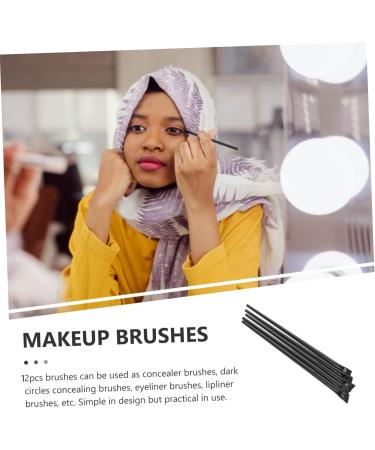 Mikinona Flat Concealer Brush 12pcs Eyeliner Brush Eye Shadow Brush Flat Eyeliner Brush Eyeshadow Eyeliner Make up 14.5x0.7x0.5cm Black - Buy Online on GoSupps.com
