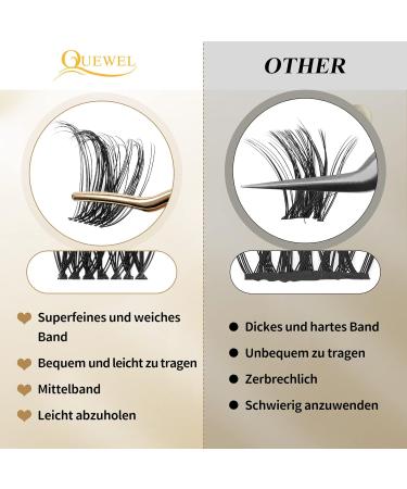 QueWel 72-Pack D Curl Individual Eyelash Clusters DIY Eyelash Extensions 8-16mm | Wide Foundation for Gorgeous Eye Makeup - Buy Online on GoSupps.com