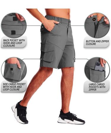 CANGHPGIN Men's Quick Dry Cargo Shorts - Dark Grey, Medium - Buy Online on GoSupps.com