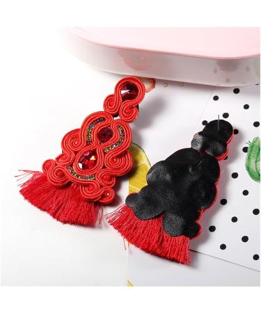 Rhaiyan Handmade Leather Earrings - Ethnic Soutaache Style Pink Drop Jewelry for Women | Unique Party Gifts - Buy Online on GoSupps.com