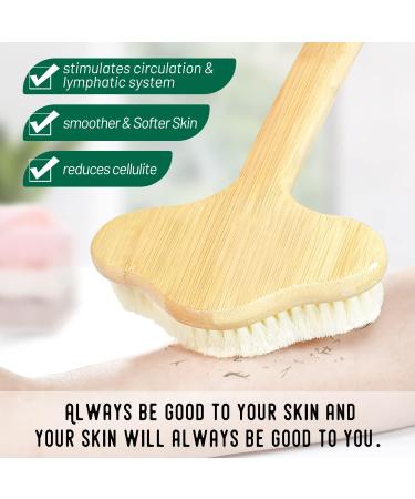 NURENDER 16.5 inch Bamboo Shower Brush Back Scrubber - Extra Long Handle for Elderly, Pregnant and Overweight Individuals - Buy Online on GoSupps.com