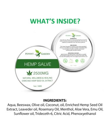 Potent Garden Hemp Oil Salve - Natural Ointment with Hemp Seed Extract, Emu Oil, Aloe Vera - Soothing Skin Balm for Men & Women - Buy Online on GoSupps.com