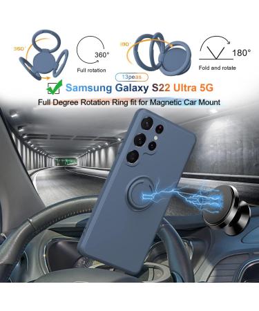 13peas Silicone Case for Samsung Galaxy S22 Ultra 5G (2022) Ring Case Upgrade 360 Degree Holder Stand Mobile Phone Case with Strap Chain Magnetic Car Holders Cover with Inner Microfibre (Blue) - Buy Online on GoSupps.com
