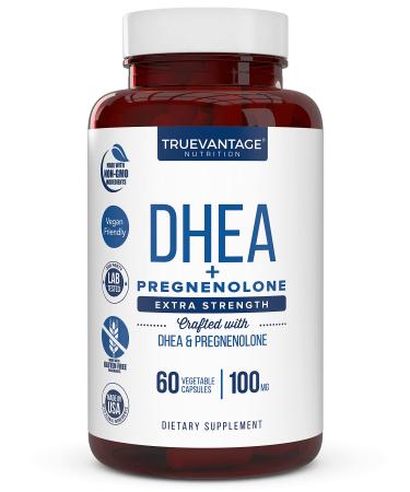 DHEA 100mg Supplement with Pregnenolone 60mg -Supports Hormone Balance, Lean Muscle Mass, Energy, Mood, Sleep, and Healthy Aging in Men and Women- Vegetable Capsules