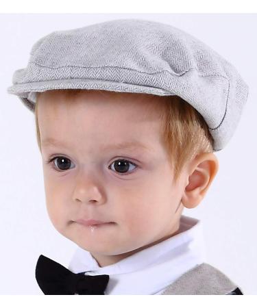 Mint Green Baby Boys Flat Cap | Gentleman Herringbone Tweed Newsboy Baker Boy Hat | Light Grey - 3-6 Months - Buy Online on GoSupps.com