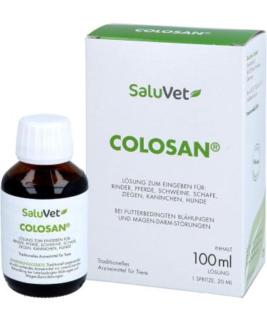 Saluvet Colosan 100 ml - Approved Medicine for Horses Cattle Pigs Sheep Goats Rabbits & Dogs | Treat Flatulence & Gastrointestinal Disorders - International Shipping Available - Buy Online on GoSupps.com