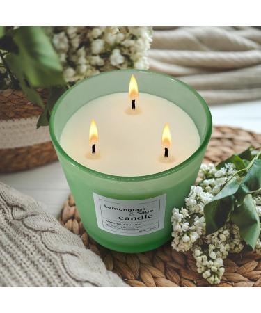 30 oz Highly Scented Soy Candle - Lemongrass & Sage Aromatherapy 120 hrs Long Lasting 3 Cotton Wicks Smokeless | Great Gift for Him & Her - Midnight Lights - Buy Online on GoSupps.com