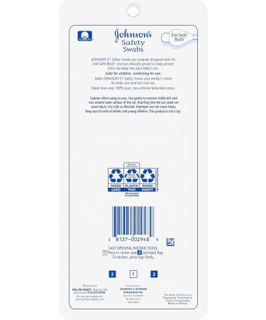 Johnson's Safety Ear Swabs for Babies and Children - Gentle Non-Chlorine Bleached Cotton - 370 ct (2 Packs) - Buy Online on GoSupps.com
