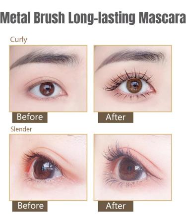 Metal Brush Long-lasting Mascara Metal Mascara Curling Eyelash Long Lasting Waterproof Smudge-Proof Mascara (Black) - Buy Online on GoSupps.com