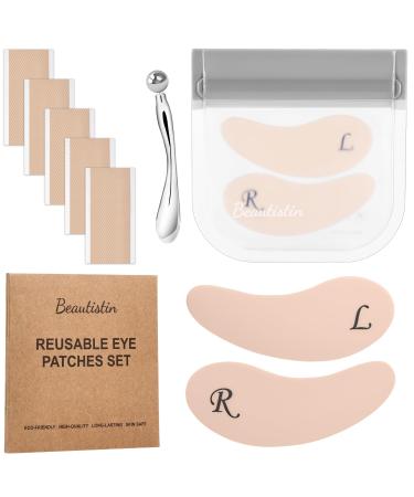 Under Eye Patches Silicone - Reusable Eye Patches + Silicone Fixing Tape Cuttable Eye Wrinkle Patches Reusable Eye Mask Plump Fine Lines & Wrinkles Eye Cream Applicator + Silicone Bag
