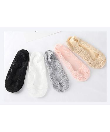 Yangwen women F ßlings Point invisible 5 pairs of lace boat socks slippery elastic ultraiche socks invisible socks for women's instructions (5 colors)