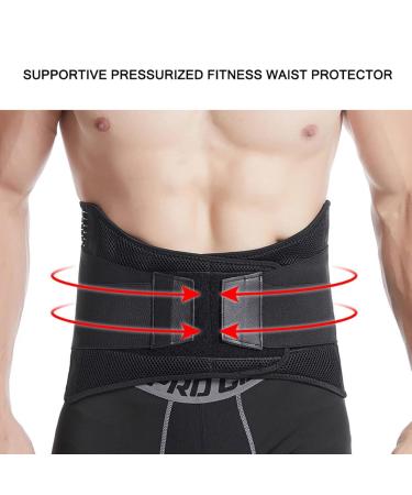 Back Brace Support for Lower Back Pain Adjustable Lumbar Support for Herniated Discs | Unisex Design Breathable Material Size L (40.68-51.1 Inch) - Black - Buy Online on GoSupps.com