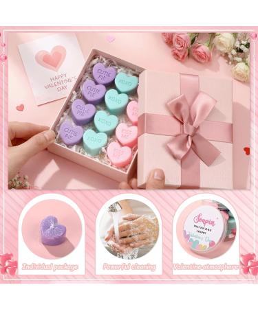 Loopeer 18 Pcs Valentine's Day Mini Heart Shaped Conversation Hand Soap Valentines Words Design Soaps in a Jar Valentines Gift Party Favors Handmade Soap for Party Favors(Pink Purple Green) - Buy Online on GoSupps.com