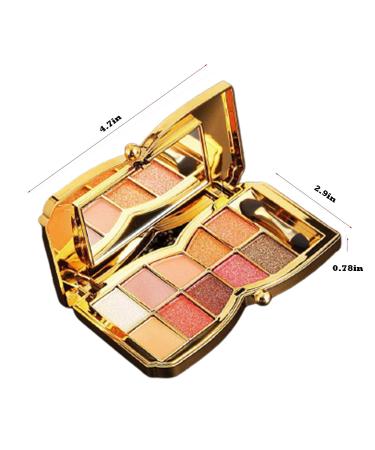 Gold Shimmer Eyeshadow Palette - 10 Sparkly Colors, Highly Pigmented, Long Lasting & Waterproof - Professional Neutral Smoky Eye Palette - Buy Online on GoSupps.com