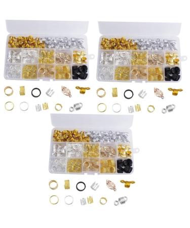 POPETPOP 3 Boxes Wig Dreadlock Pendant Dreadlocks Wire Braid Wigs Braid Accessories Dreadlock Accessories Beard Tube Beads Dreadlocks Wig Braiding Wig Braided Wig Alloy Hair Jewelry
