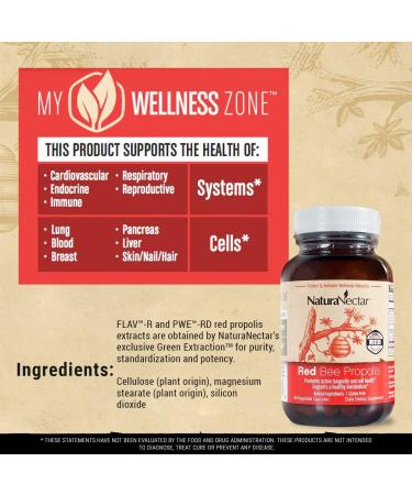 NaturaNectar Red Bee Propolis 60 Veg Capsules - Immune Support & Antioxidant Benefits - Buy Online on GoSupps.com