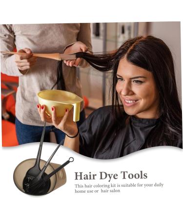 Lurrose Hair Dye Brush and Bowl Set Hair Color Brush Mixing Bowl Kit Tint Comb Ear Cover Hair Coloring Applicator Tools Barber for Salon Home - Buy Online on GoSupps.com