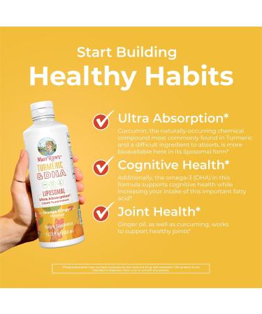 MaryRuth Organics | Liposomal Turmeric & DHA | Curcumin | Ginger Root Oil | Algal DHA & Vitamin E | Cognitive Function | Mood Support | Joint Health | Liquid Supplement | 15.22 oz - Buy Online on GoSupps.com
